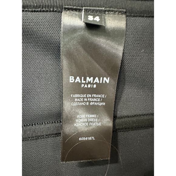 Balmain Wool Button Accent Square-Neck Sleeveless Mini Dress Black Size 34 - Picture 5 of 6